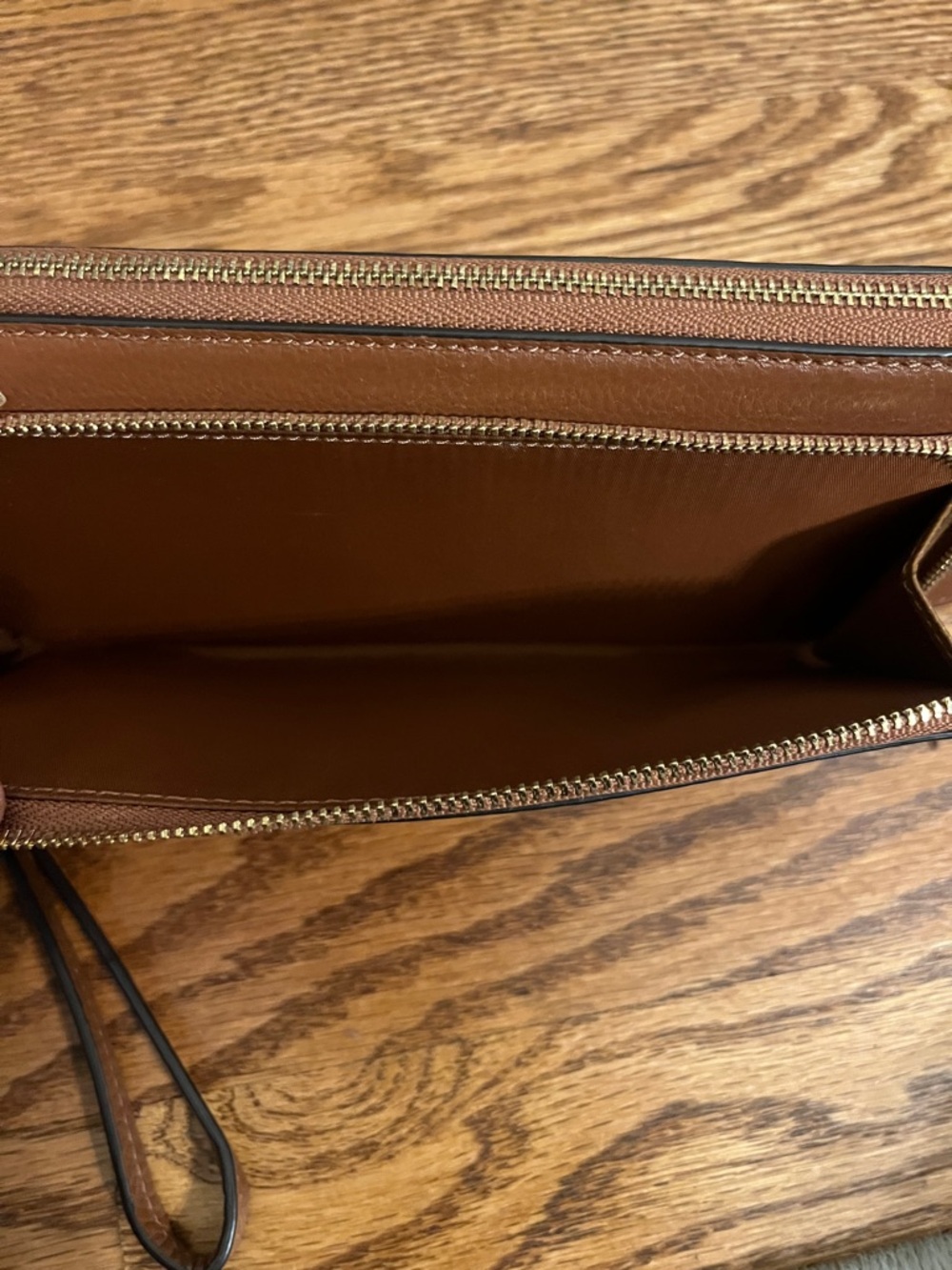 Coach F52718 Saddle Brown Pebble Leather Double Accordion Zip LG Wallet/Wristlet - Picture 8 of 11
